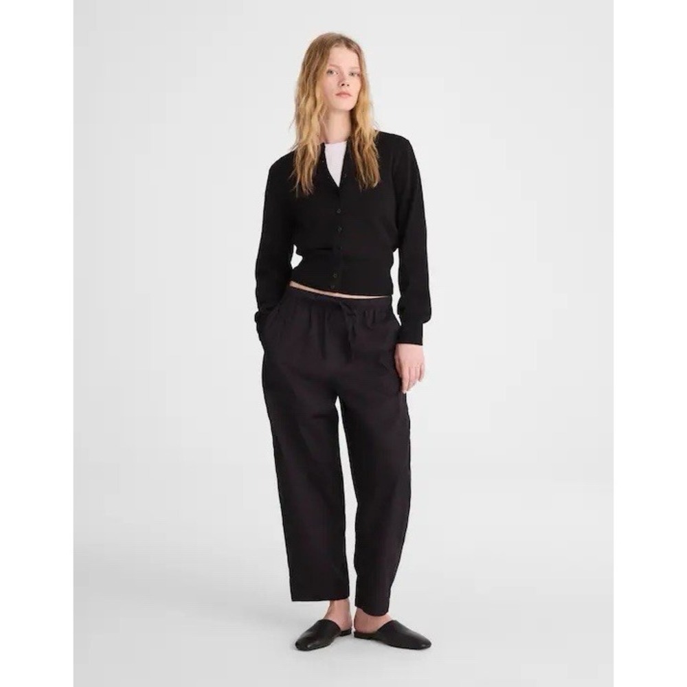 Madewell Pull-On Barrel Leg Utility Pants Womens Large Black Drawstring
